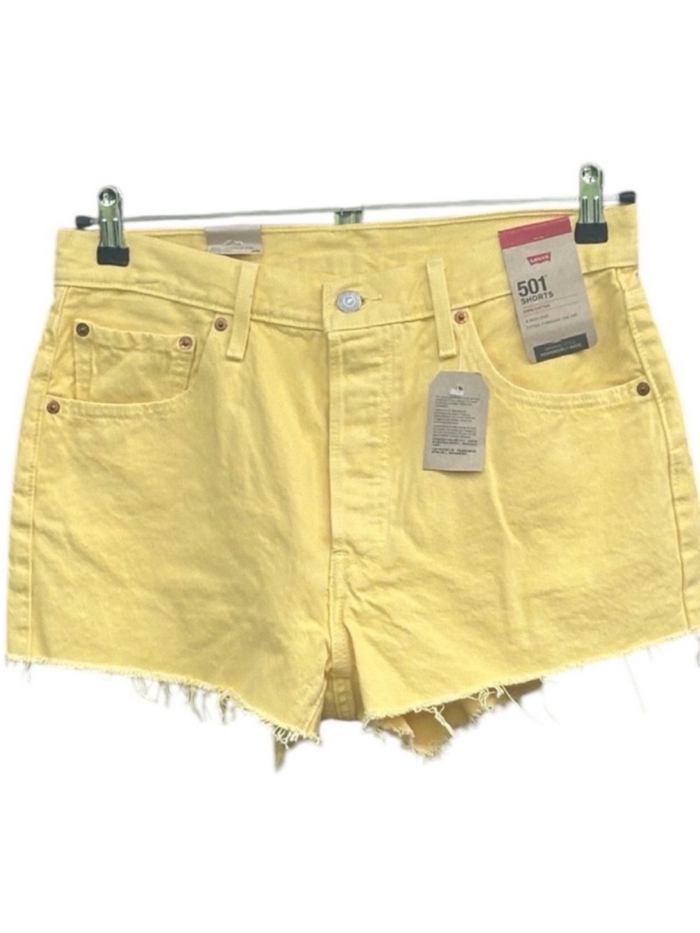 NWT Levi's Yellow High Rise 501 Button Fly Shorts Size 31